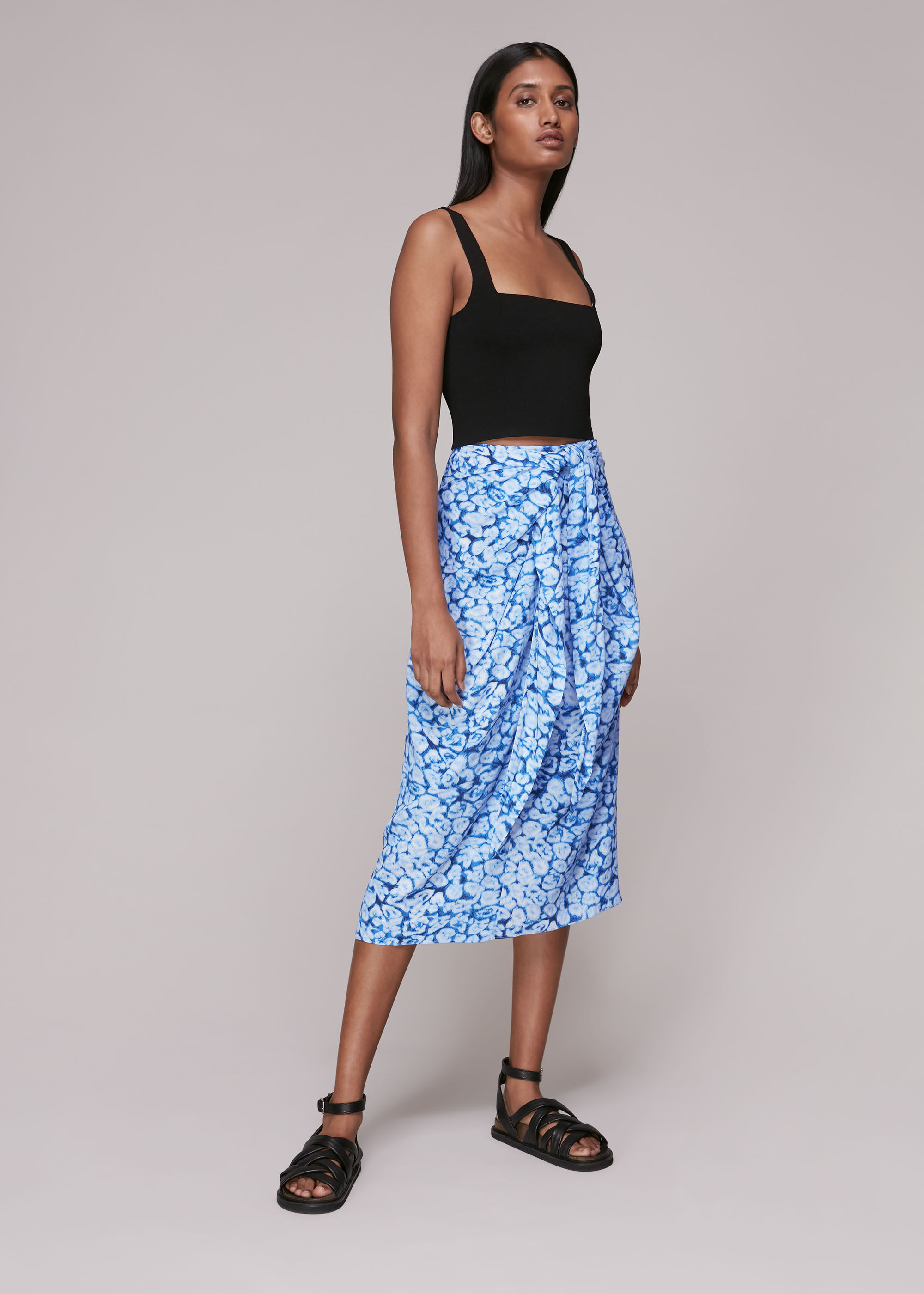 Blue/Multi Clouded Leopard Sarong Skirt ...